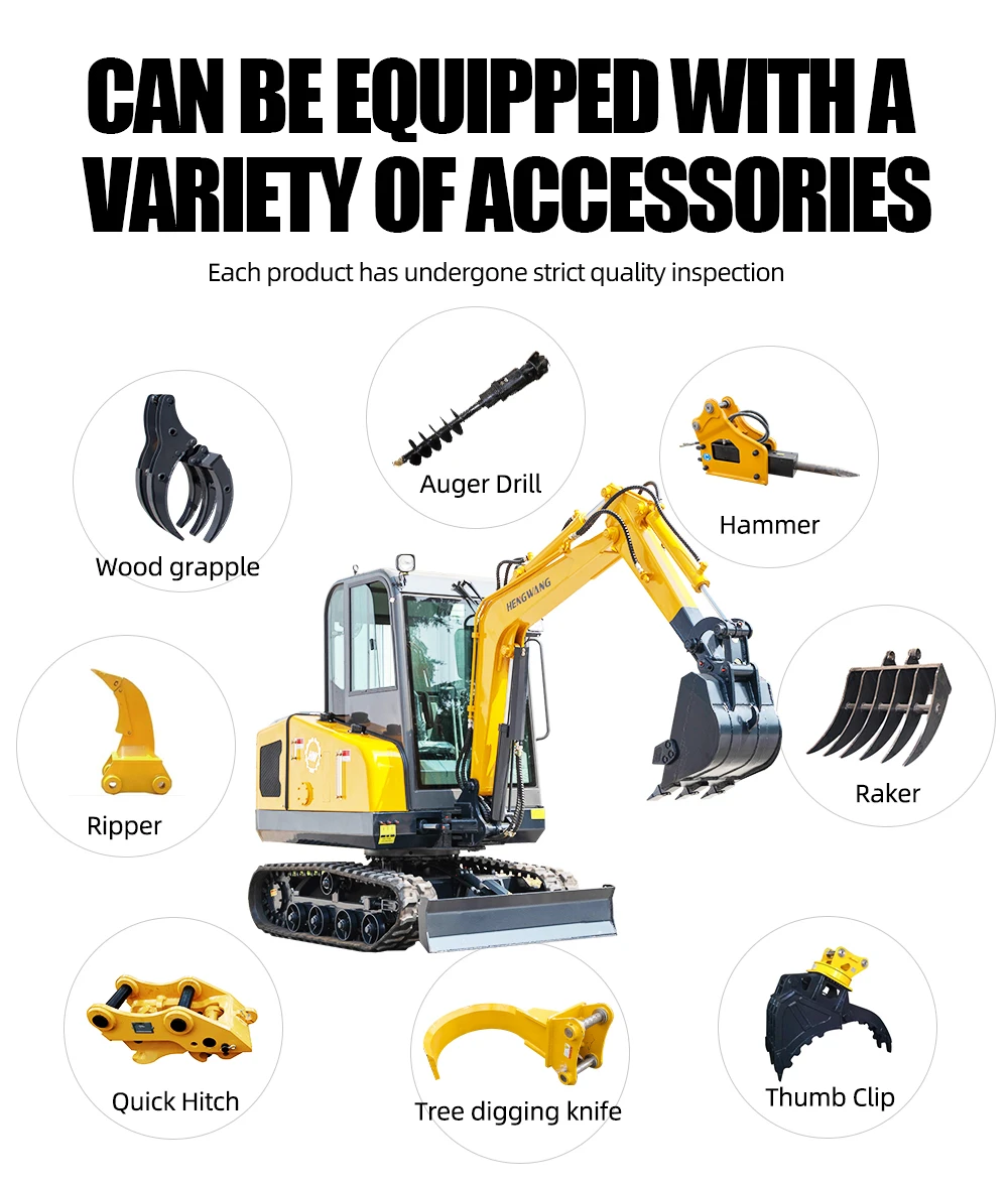 HW25 Mini Excavator 2.5 tons 3 tons Crawler Excavator Diesel Engine With Cab Suitable for Farm 2 Ton Mini Excavator Customizable