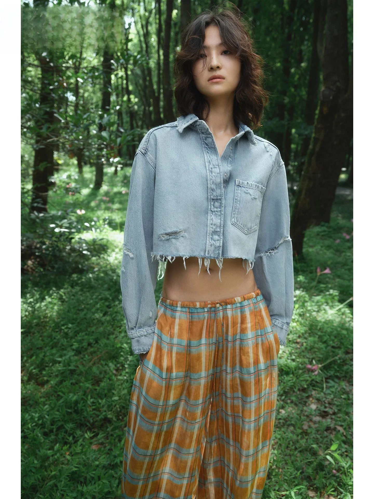 ZAPRHA 2025 Autunno Faion Plaid Midi Vita Lanterna Pantaloni Donna Sensazione allentata Pantaloni casual Donna Premium Pantaloni casual