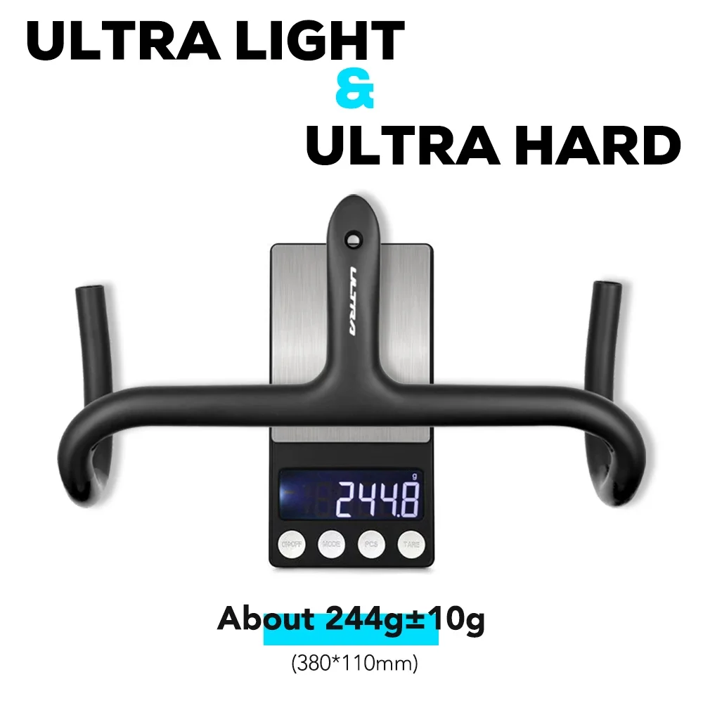 Встроенный сверхлегкий руль из углеродного волокна, 237 г, в комплект входит подставка, ширина 360/380/400/420/440 мм, аксессуары для велосипеда