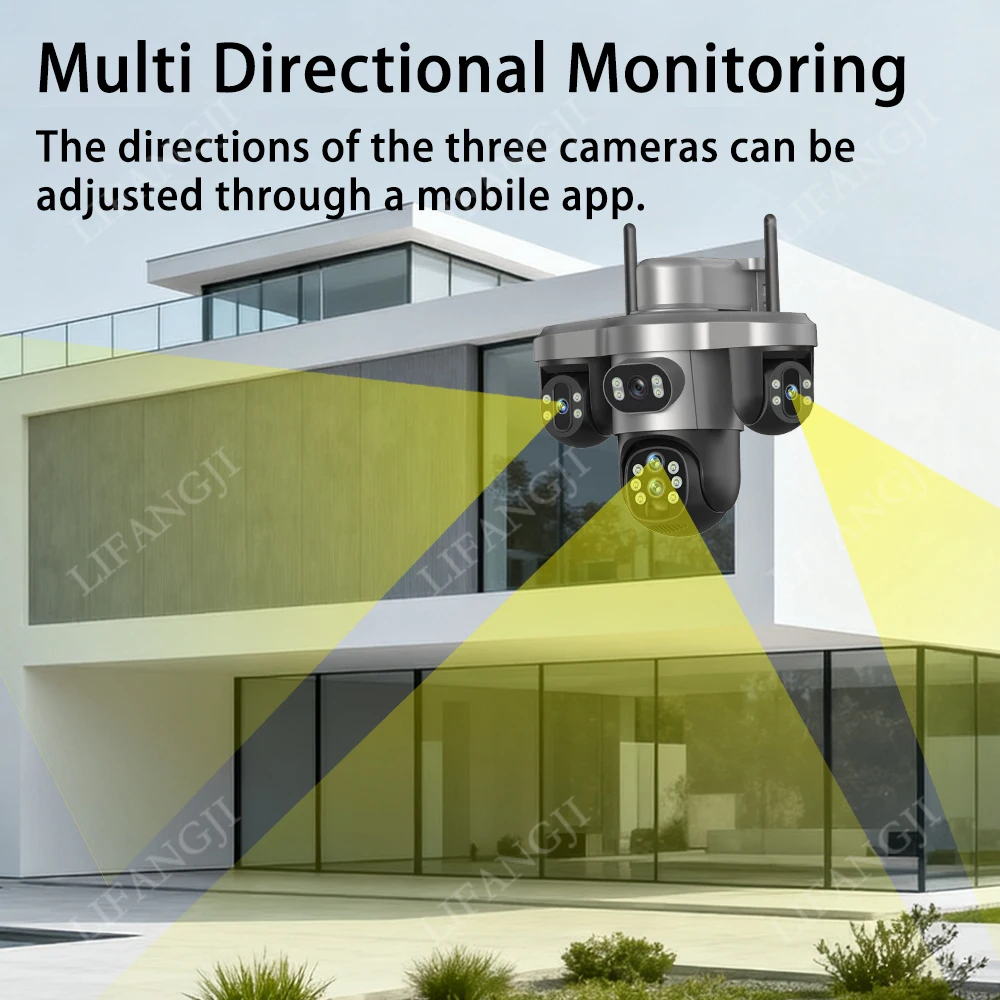 10X زووم بصري 20MP 4G Sim / WiFi كاميرا تعمل بالطاقة الشمسية في الهواء الطلق 3 شاشات CCTV 3-PTZ 360 °   كاميرات مراقبة IP للتتبع التلقائي V380