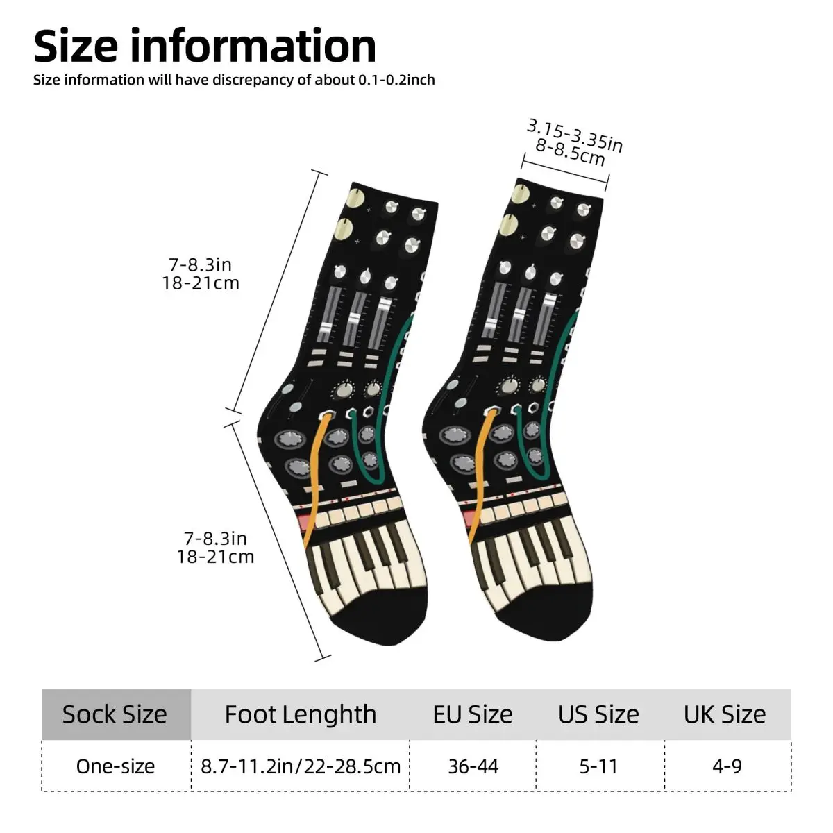 Retro Producer And Electronic Crazy Men's Socks Music Notes Unisex Harajuku Pattern Printed Funny Novelty Crew Sock Boys Gift