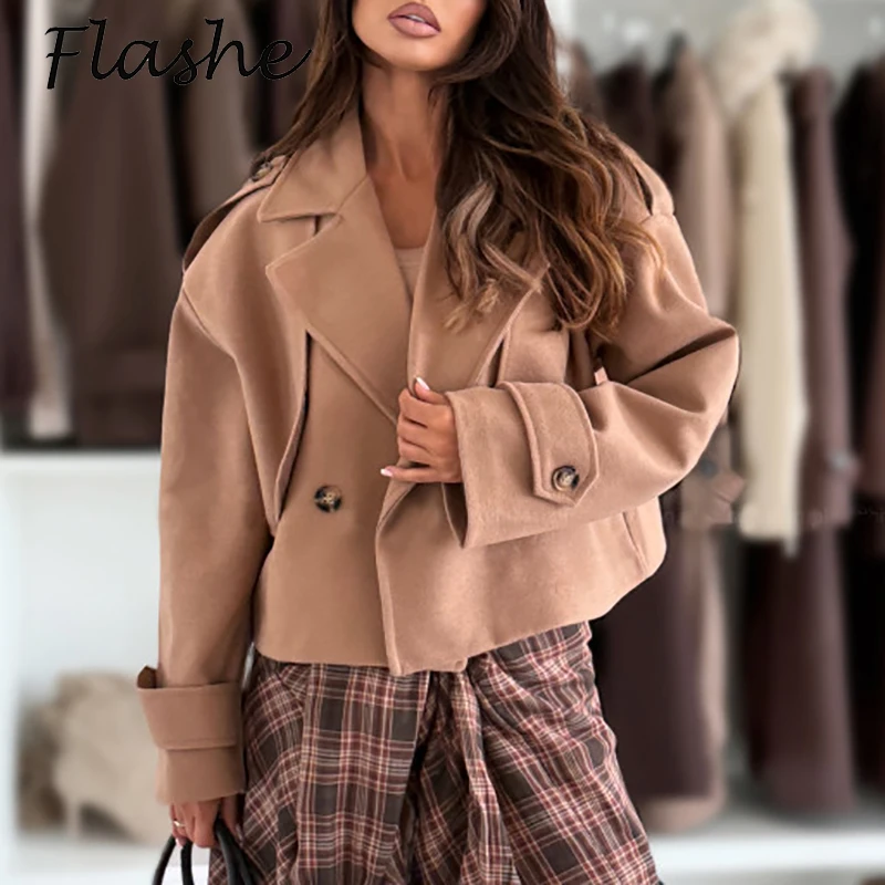 

Fashion Short Jacket Woman Casual Turn Dwon Down Long Sleeve Outwear Women Autumn Winter Coat Women Tops