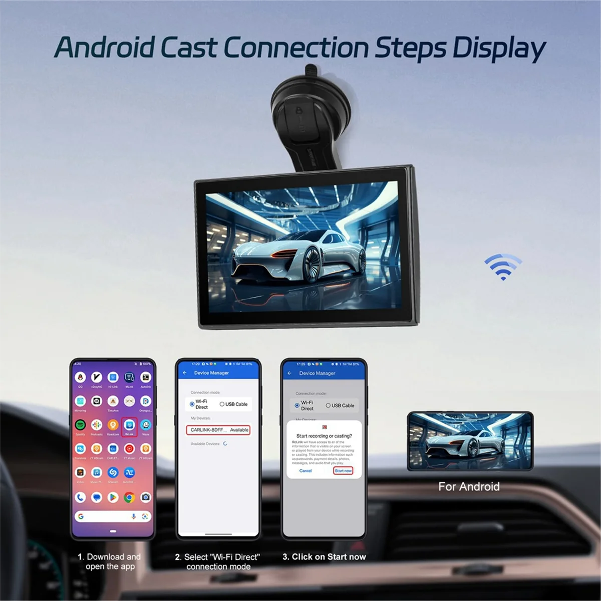 Wireless Carplay Screen, 7 Inch HD Car Stereo Carplay Androi Super Deal irror Link
