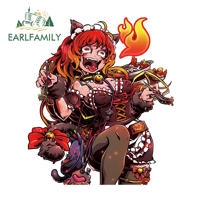 EARLFAMILY 13cm × 11.3cm Personal Hot Girl Design Car Stickers Amusing Light Switch Decals Waterproof Motorcycle Decoration