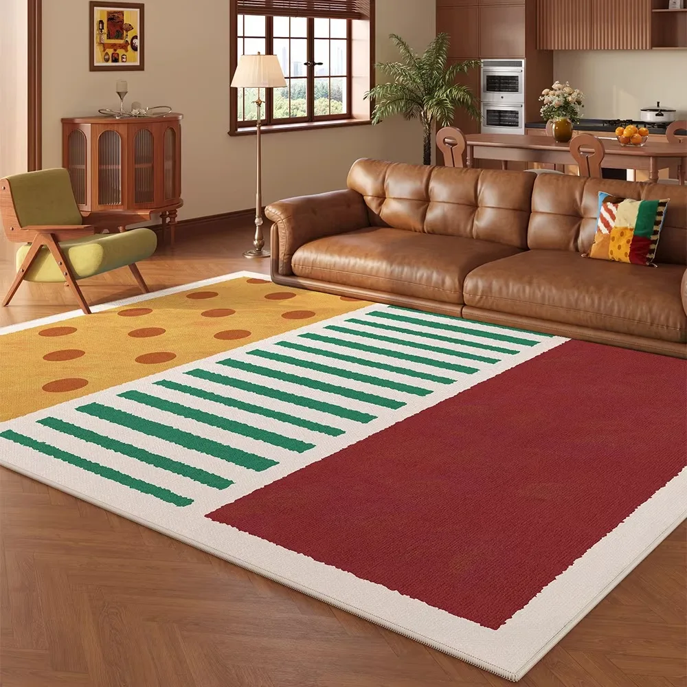 Large Rug for Living Room Bedroom Rugs Coffee Tables Floor Mat Short Plush Color Blocking Home Decoration Alfombra Salón Grande