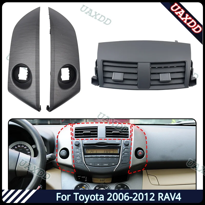 تكييف السيارة الداخلية التيار المتناوب الملحقات A/C تنفيس الهواء مصبغة لوحة القيادة منفذ لتويوتا 2006-2012 RAV4 إطار الكسوة المركزية