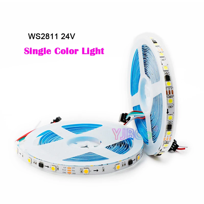 Whtie WS2811 cinta de lámpara monocromática direccionable, blanco cálido, 24V CC, 60LED/m, SMD, 5050 píxeles, barra de luz inteligente de un solo Color