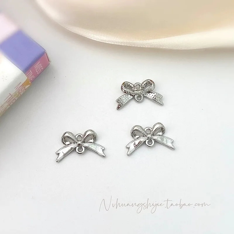 New 17x22mm DIY Bow Pendants Double Loop Design For Women Silver Exquisite Trendy Fashion Jewelry Handmade Jewelry Accessories