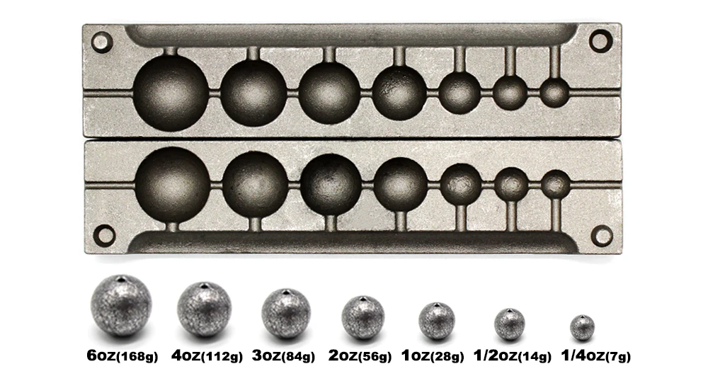Dimatteo DIY Fishing Ball Sinker Mould DMTBASM/Large Combo Ball Sinker 7g 14g 28g 56g 84g 112g 168g 7 Cavities