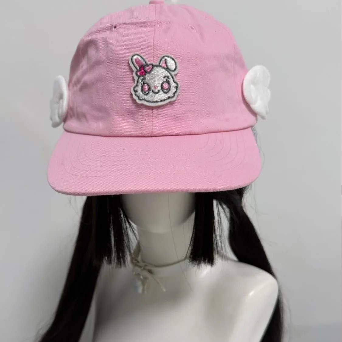 Conejo japonés bordado alas de Ángel Patchwork lindo gorra de béisbol rosa dulce chica Lolita Y2k accesorios sombreros para mujeres