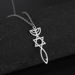 Dawapara Star of David Menorah Necklace Jewish Hanukkah Gift Blessing Protection Amulet Stainless Steel Jewelry