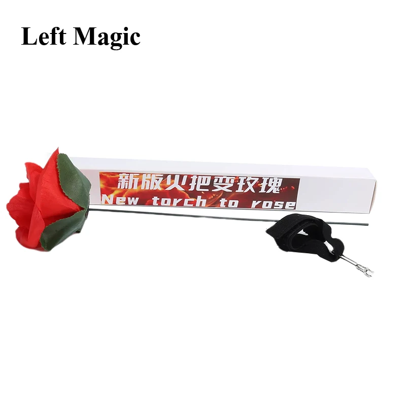 New Torch to Rose Magic Tricks Flaming Torch to Flower Appearing Magia Magician Close Up Stage Illusions Gimmick Mentalism Props