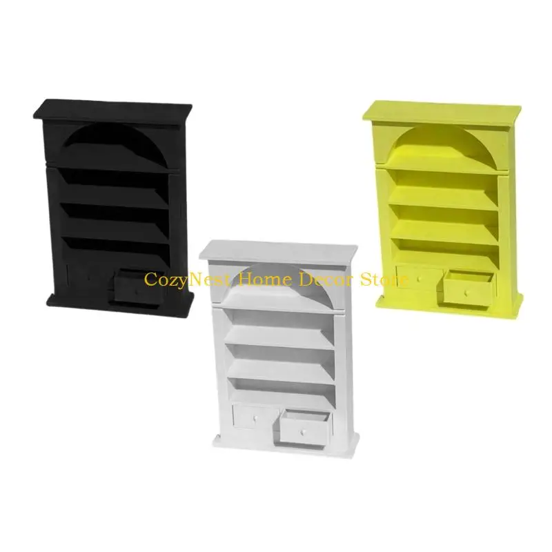 92MF 1/12 Miniature Shelf Mini Bookshelf Bookcase Miniatures Dollhouses Accessories