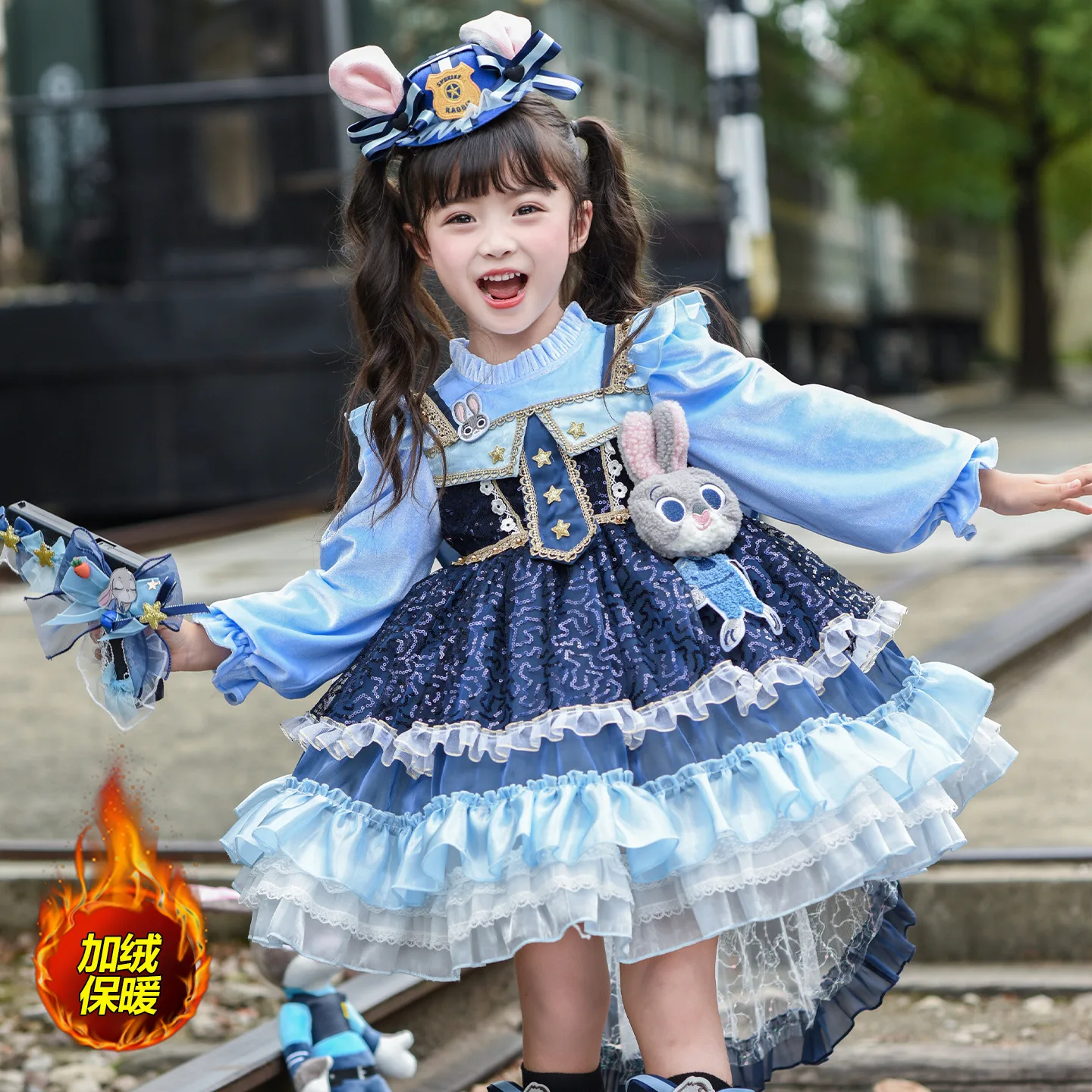 

Фильм Зоотопия, косплей, Джуди, офицерское платье принцессы с кроликом, Лолита, детские платья высокого качества, пышная юбка, платье, подарок на день рождения