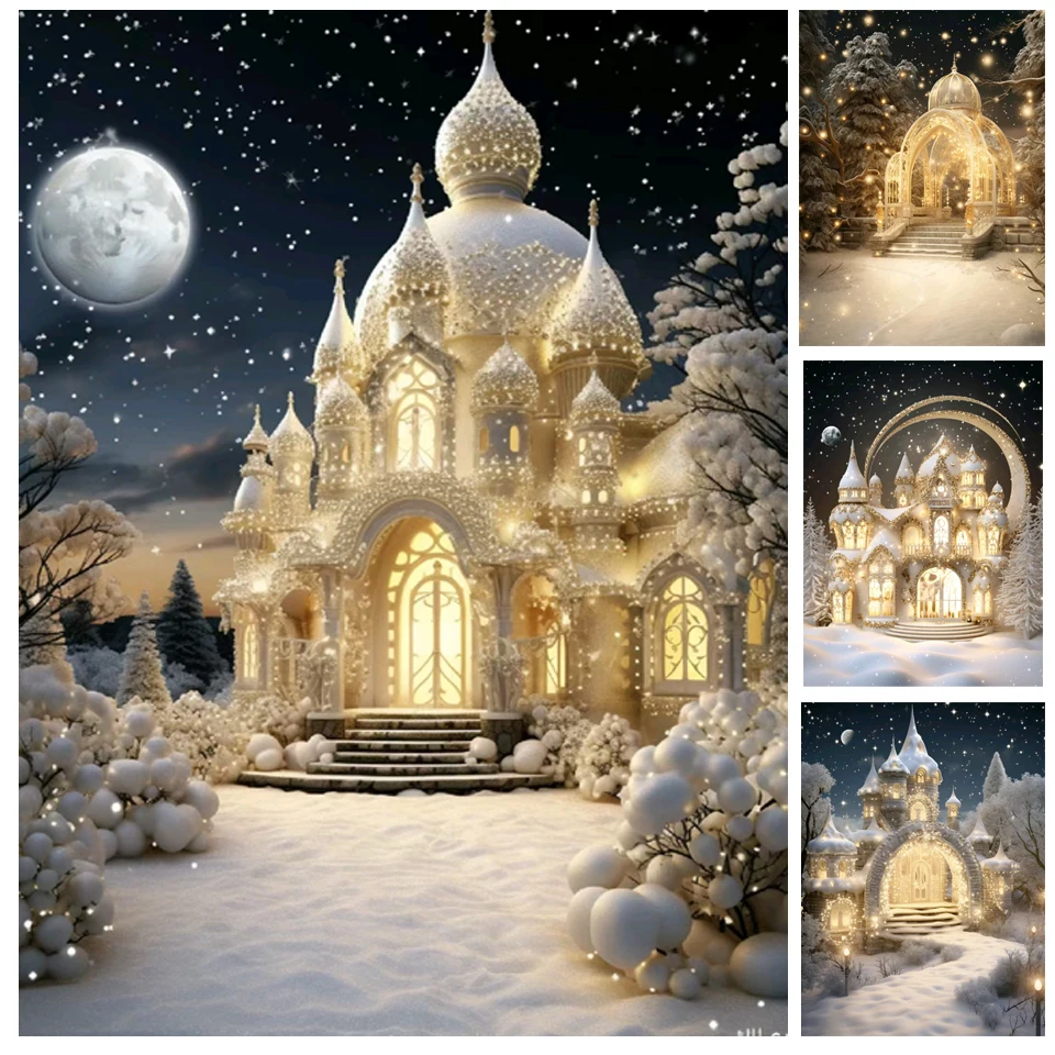 5D Diy Diamond Painting New Full Square Round Dream Castle Diamond Embroidery Mosaic Fantasy Moon Landscape Christmas Home Decor