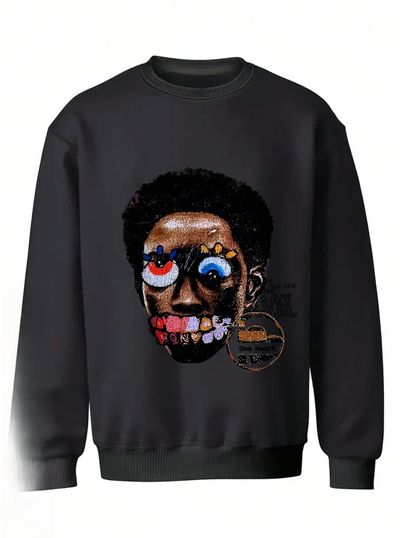 

2025 Autumn and Winter Round-neck Hoodie Printed Fashionable Mens Casual Long Sleeved High-end Luxury