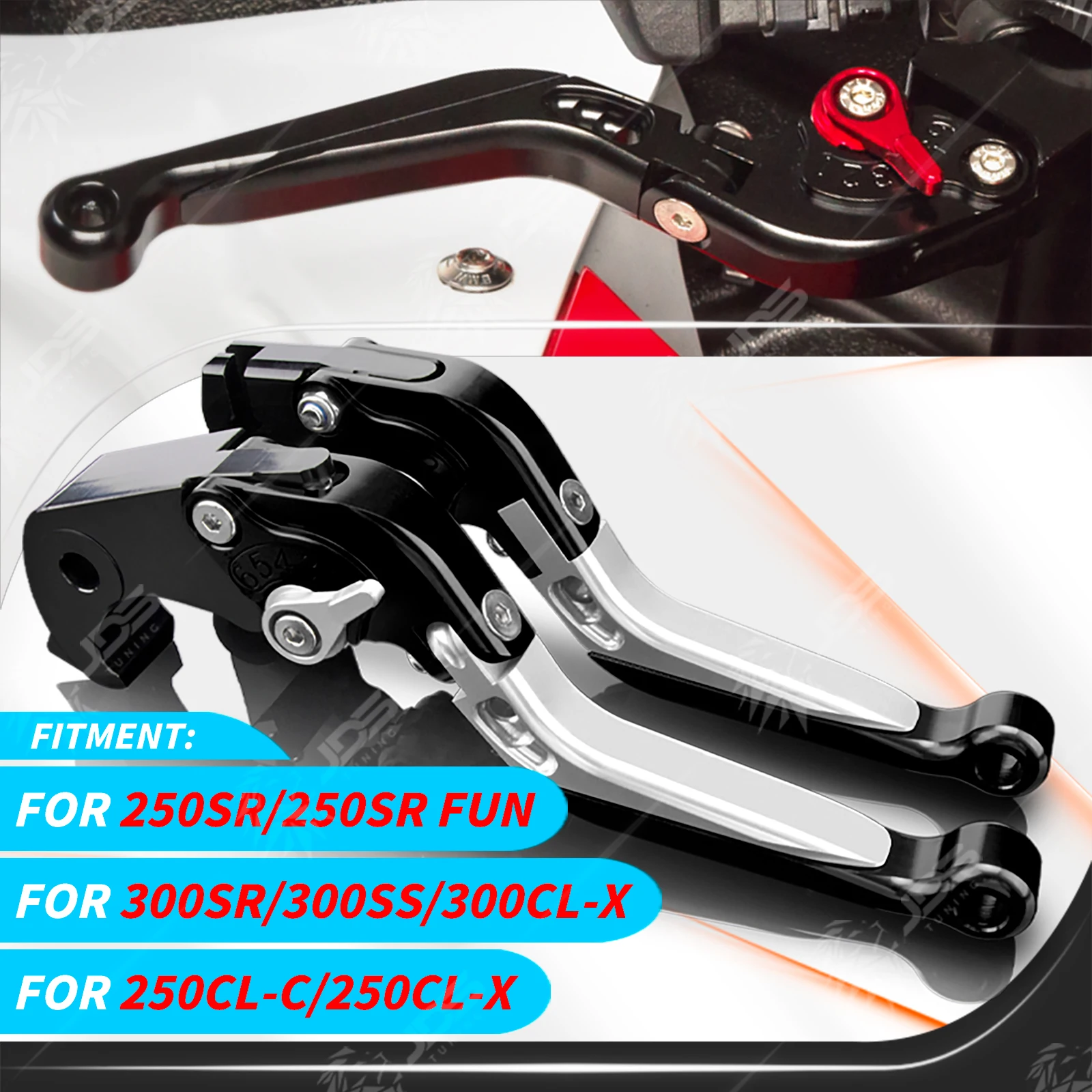 JDSTUNING For CFMOTO 250SR/250SR FUN/300SR/300SS/250CLC/250CLX/300CLX Clutch Brake Lever Adjustable Folding Handle Levers Parts