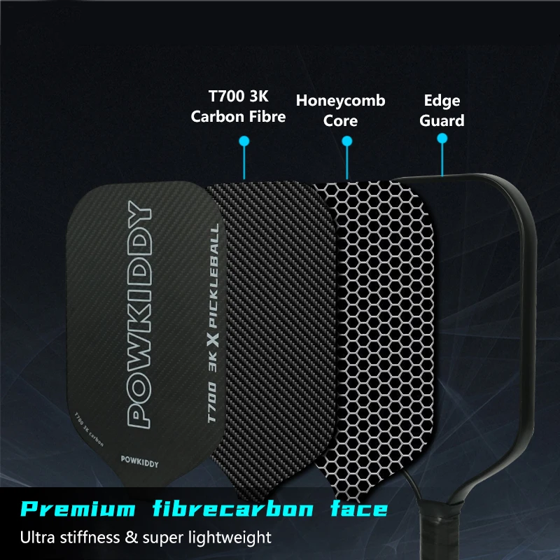 1pc Pickleball Paddle thickness 16mm | T700 3K Carbon Fiber with PP Honeycomb Core | Compliant with USAPA Certification!
