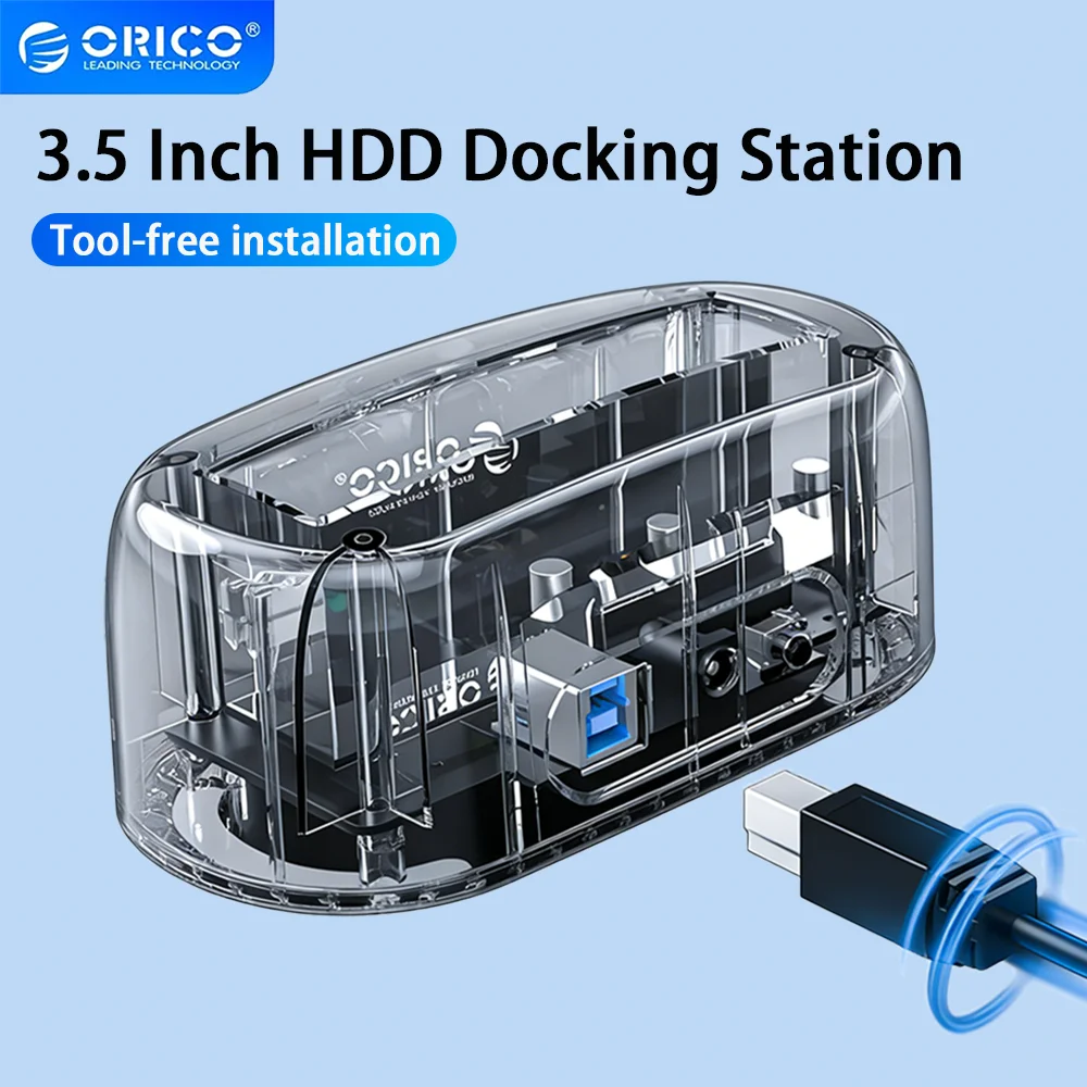 

ORICO Transparent HDD Docking Station HDD SSD Case SATA to USB 3.0 5Gbps Adapter for 3.5''SATA Interface HDD/SSD with 12V Power