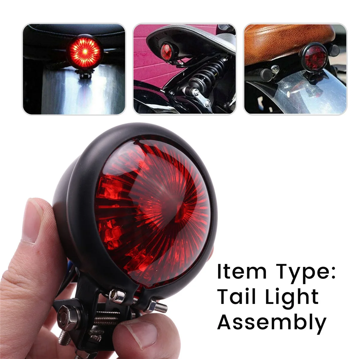 Red 12V Led Black Adjustable Cafe Racer Style Stop Tail Light Motorcycles Brake Rear Lamp Tail Light for Chopper Bobber