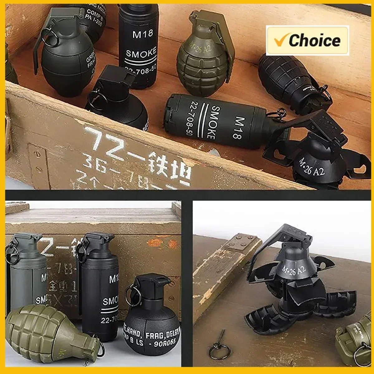 Modèle de Grenade Airsoft extérieur F2pcs, modèle de Grenade de fumée tactique, Grenade éclatée M67 divers modèles tactiques Airsoft Grenade