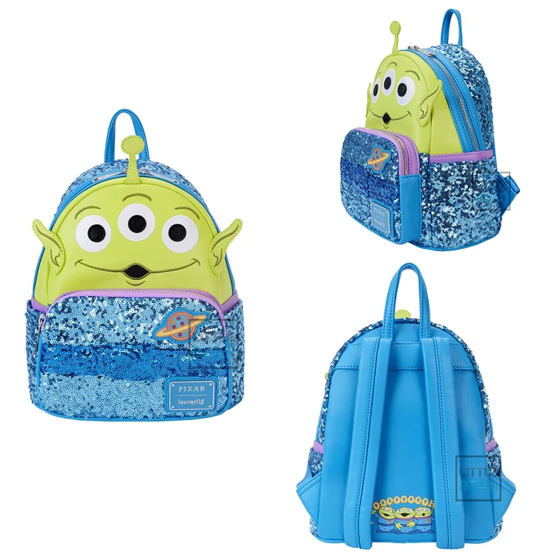 

Loungefly Disney Pixar Toy Story Alien Sequin Cute Cartoon Backpack Pu Leather Bag Children'S Double Shoulder Bag Holiday Gifts