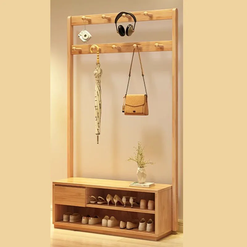 

Clothes Modern Coat Racks Shoe Space Saving Wooden Organizer Open Coat Racks Garment Indoor Hallway Perchero Hallway Furniture
