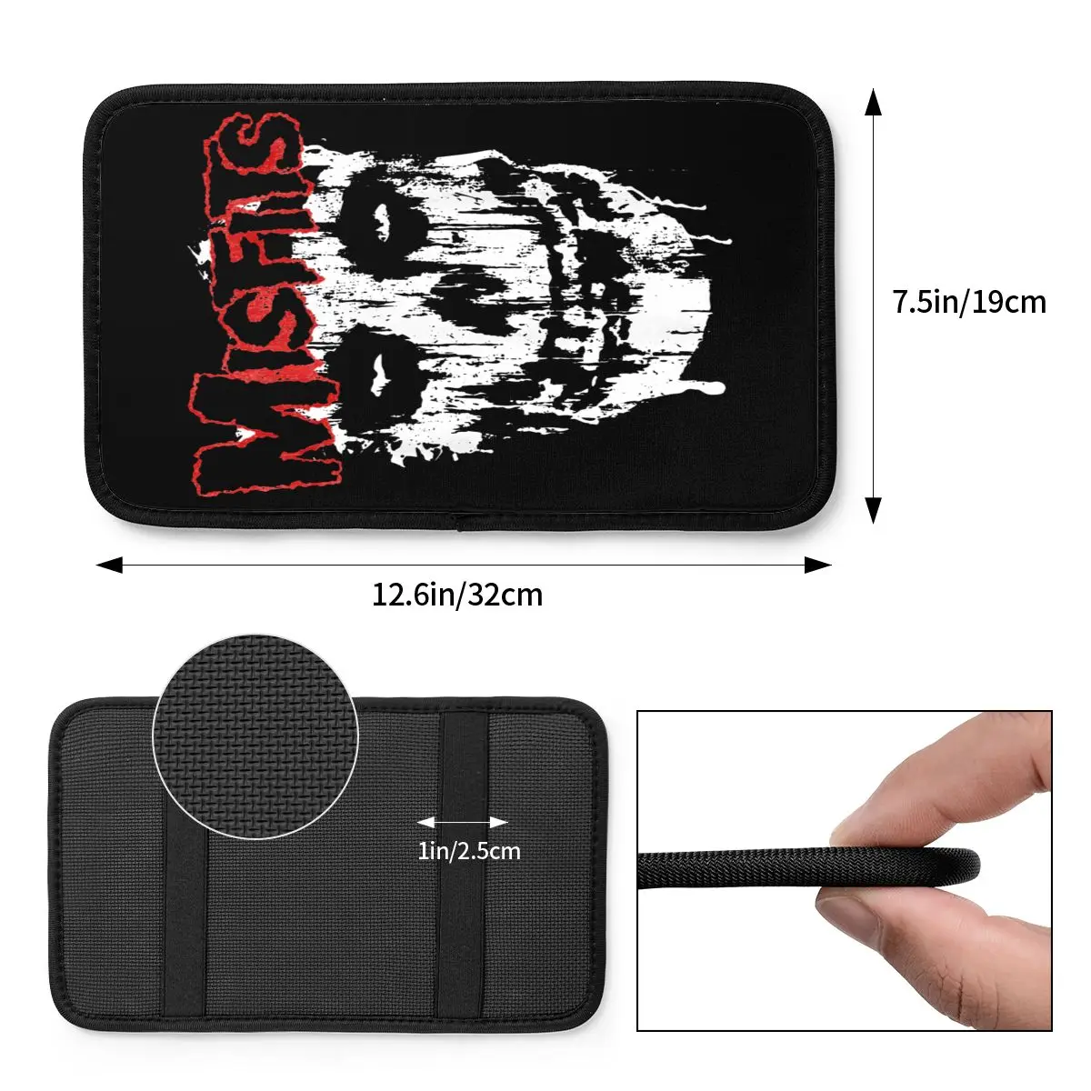 Misfits Skull Car Armrest Cover Mat Horror Halloween Universal Leather Center Console Cover Pad Car Interior Cushion