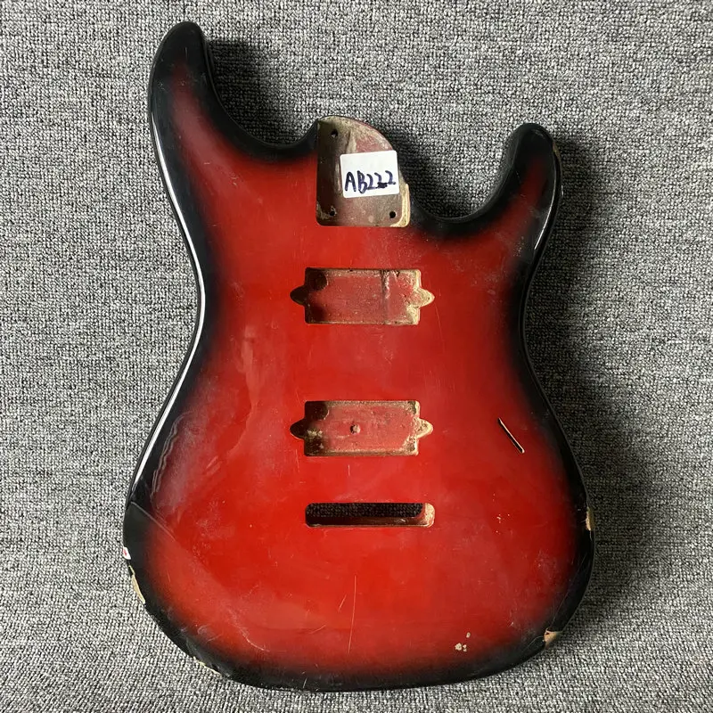 

AB222 Damaged ST Guitar Body Red Color Solid Basswood 2 Humbucker Pickups Custom Tremolo Sepcial Sales