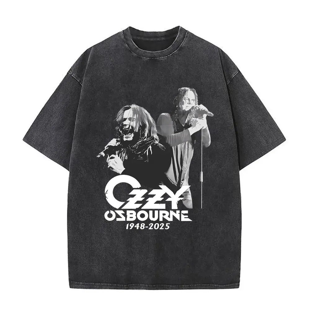 

Black Sabbath Ozzy Osbourne Washed Vintage T-shirt Men Retro Heavy Metal Rock Short Sleeve T Shirts Male Oversized Streetwear