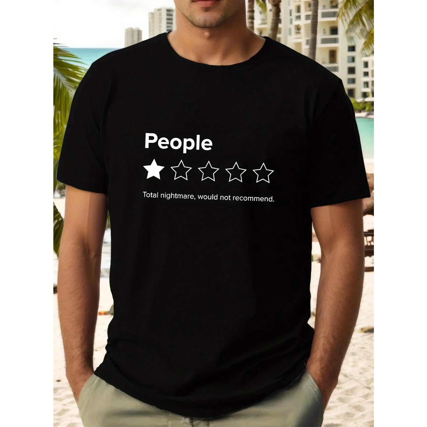 Funny Sarcastic People 5‑Star Total Nightmare Graphic T‑shirt Unisex Washed Cotton Short Sleeve Casual Streetwear Tops