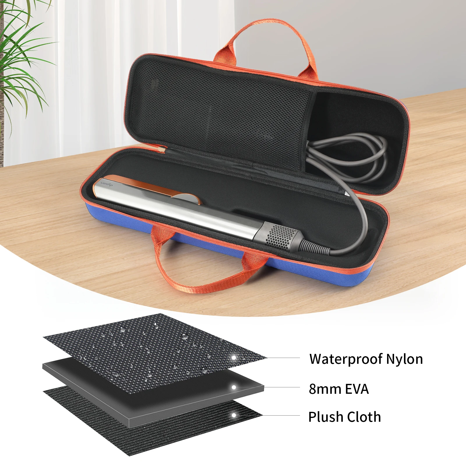 Hard EVA Case Waterproof Portable Travel Storage Bag Anti-scratch with Mesh Bag for Dyson Airstrait HT01 Hair Straightener view 6