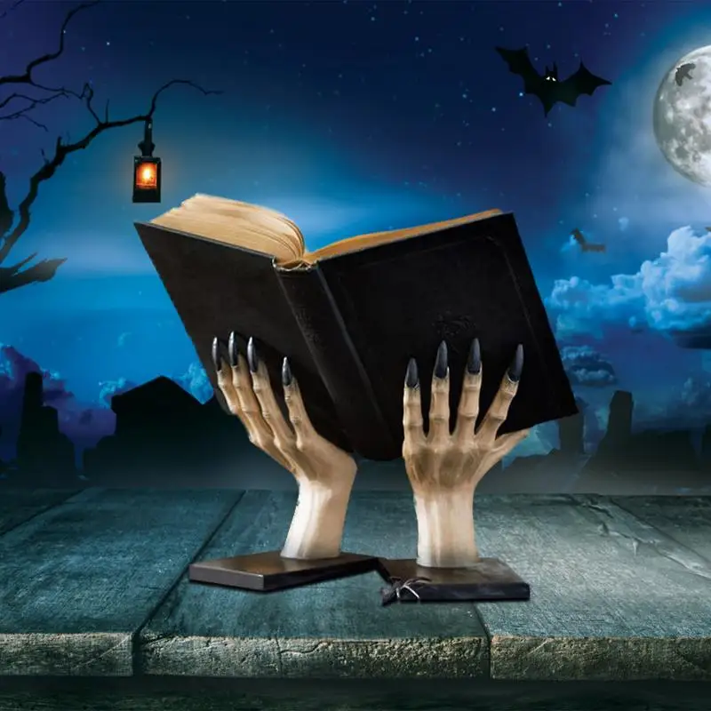 Halloween Witch Hand Book Ends Scary Hand Bookends Shelves Anti-Slip Book Support For Organized Libraries Bookshelf Stopper For