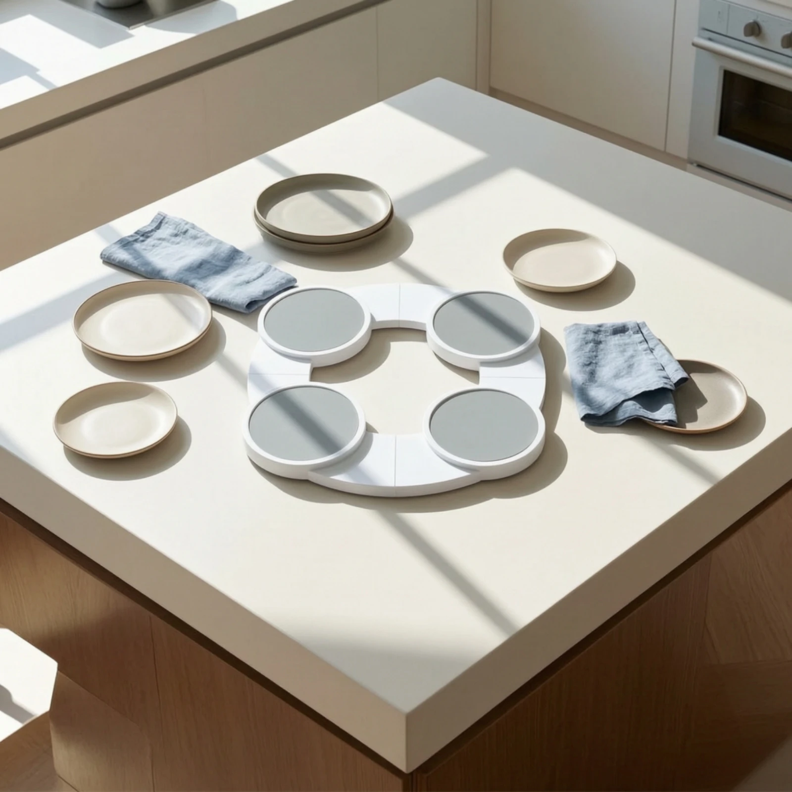 Rotating Tray Rack Heat Resistant Rotating Serving Tray Turntable Expandable Table Tray Anti-Skid for Families, Dining Room