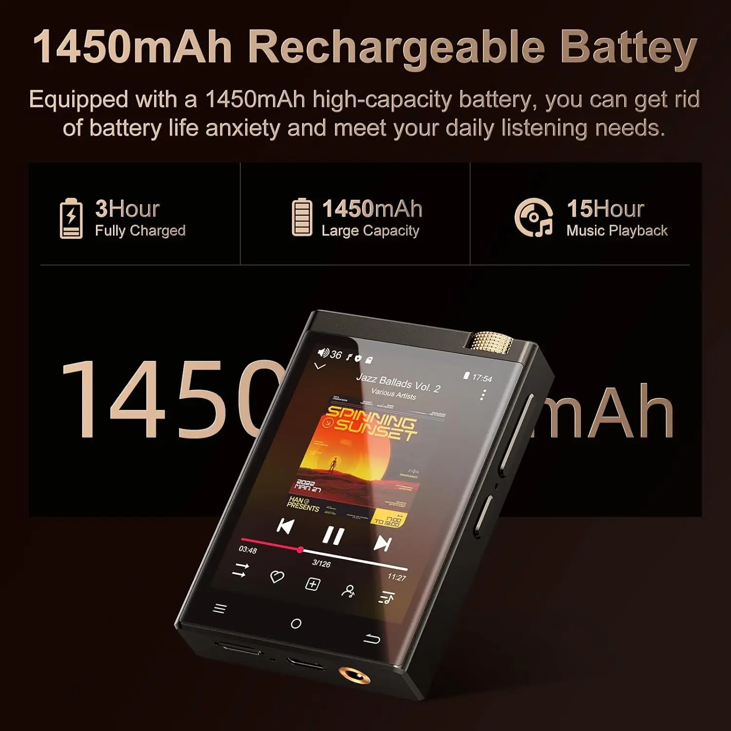 HiFi MP3 Player with Bluetooth and WiFi, Oilsky Lossless DSD High-Resolution Digital Audio Music Player, High-Resolution Portable Audio Player with 64GB Card, Supports up to 1TB - view 6