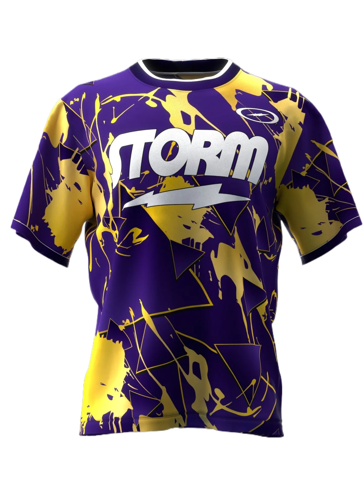 Bowling Jersey, Quick Dry Breathable, Purple Gold Splatter Graphic,Dynamic Bold Trendy Vibe for Bowling Games with Close Friends