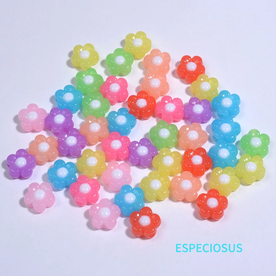 12MM Flower Jelly Color Bead Beads Departments Multi Color Blossom Bracelet Spacer Necklace Fittings DIY Jewelry Accessories