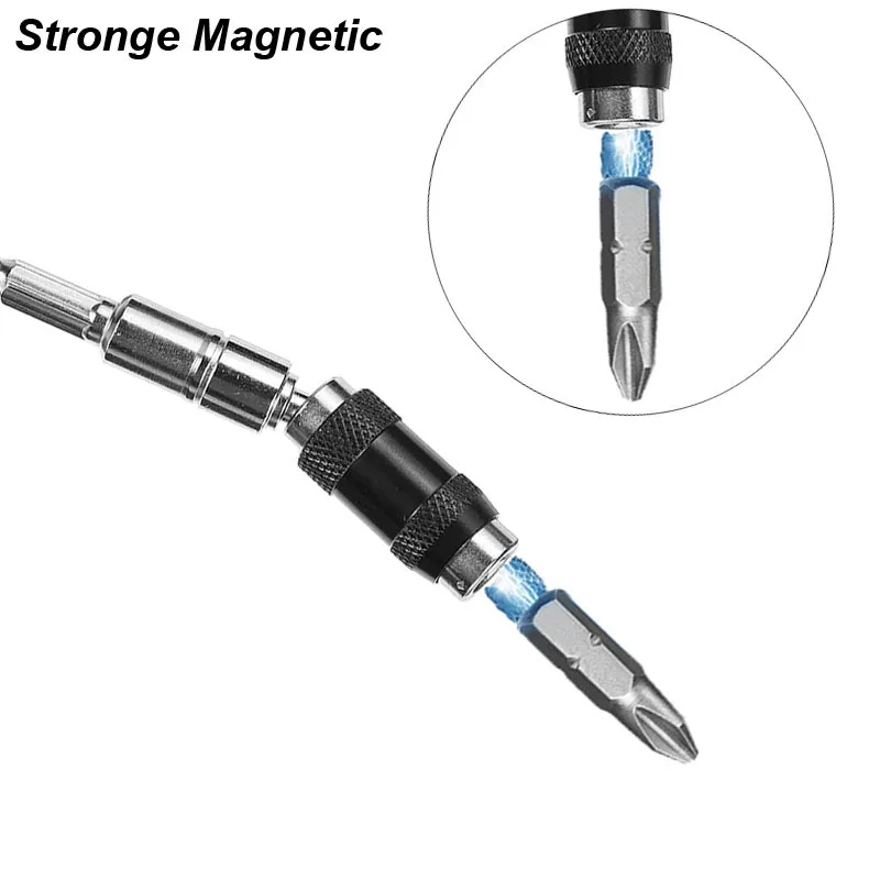 360° Pivot Drill Bit Holder 1/4" Magnetic Screw Drill Tip Screw Tool Quick Change Locking Drive Guide Extensions Rod Adapter