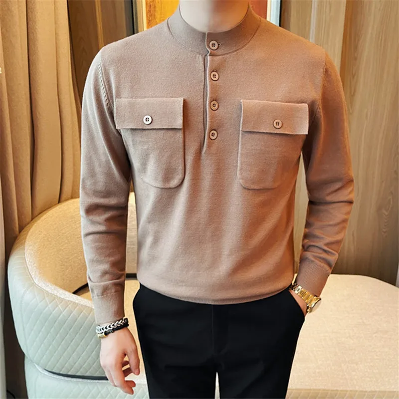 Autumn Men's Slim Fit Knitted Pullovers O-Neck Solid Color Fashion Youthful Vitality Knit Sweater Men Korean Style Warm Pullover