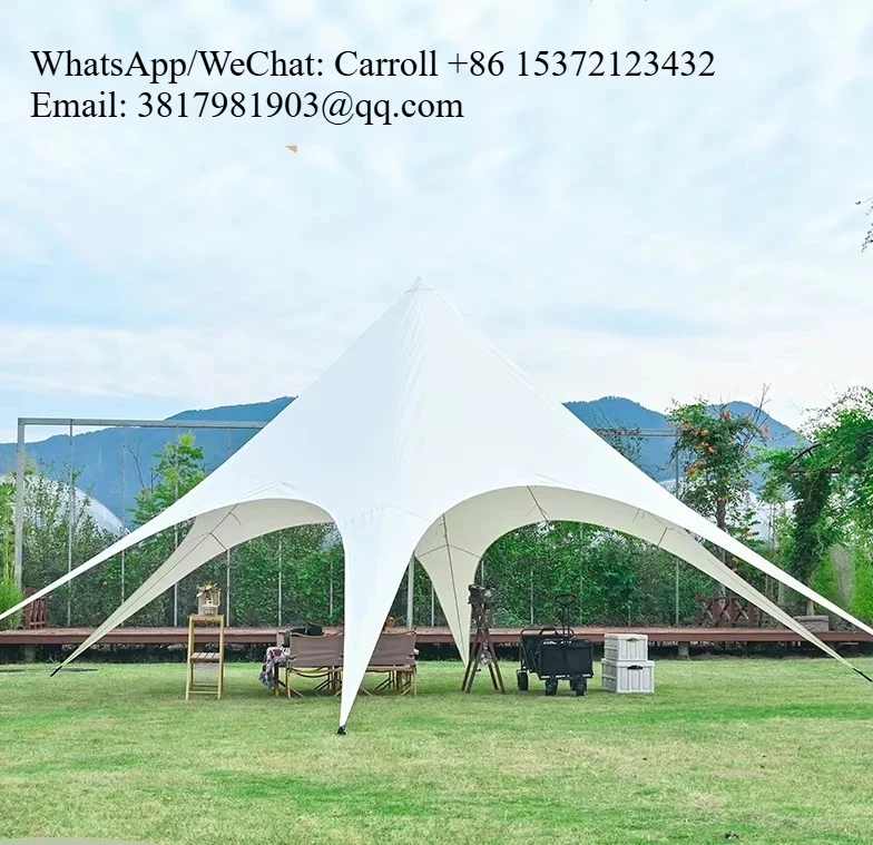

Dia10m Outdoor Waterproof Glamping Tent Camping Resort Star Shaped Bell Beach Canopy Marquee Banquet Tent For Family Party Event