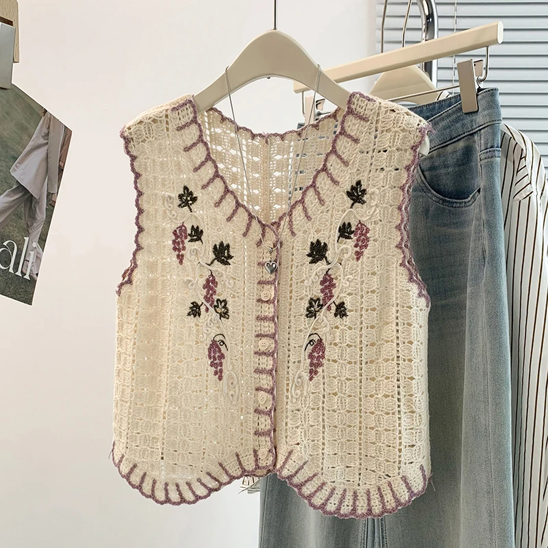 

Bohemian Embroidered Layering Vest Top Summer New Korean Design Anti-Aging Versatile Women's Jacket City Commute Regular Length