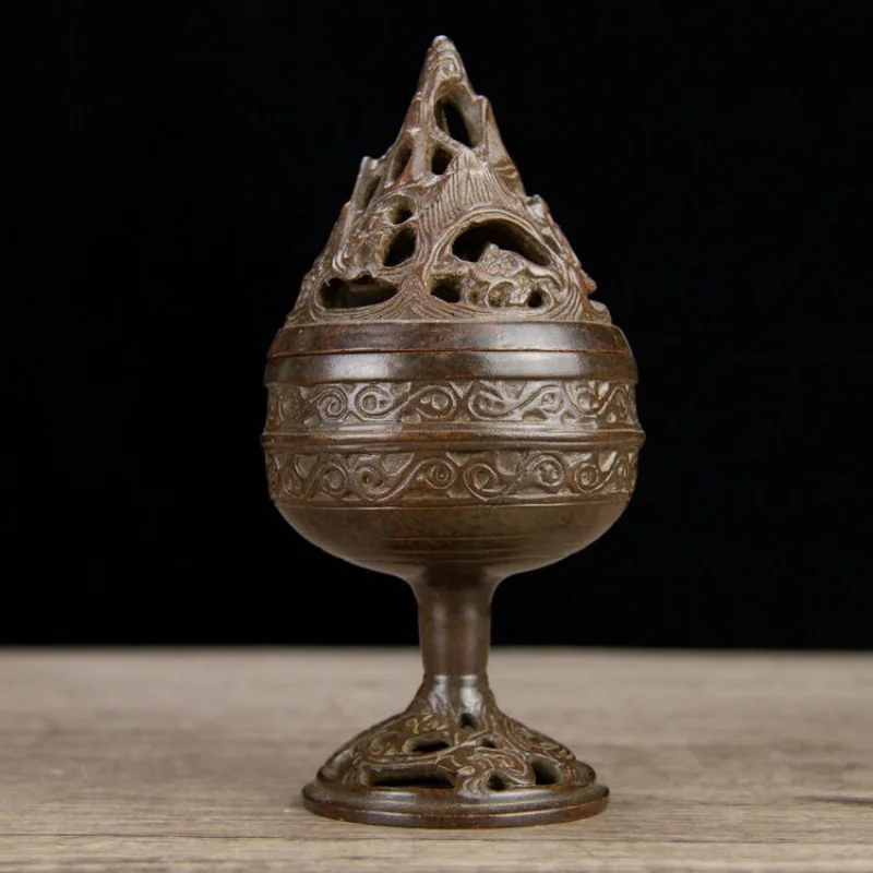 

Antique Alloy Small Xuan Pattern Boshan Incense Burner Ornament Home Decorative Craft Ornaments Boshan furnace