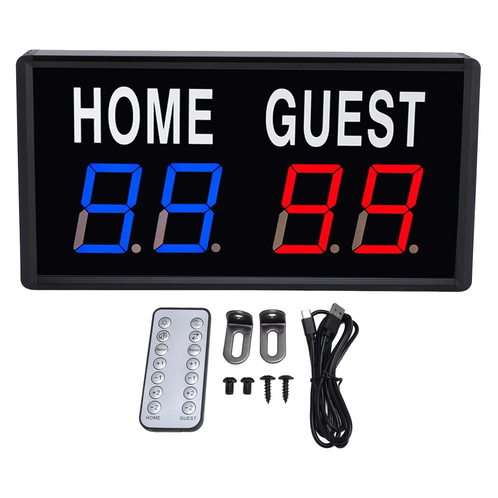 LED Score Red Blue 2 Color Aluminum Alloy Home Guest Sign Electronic Score Scoreboard with Remote for Basketball