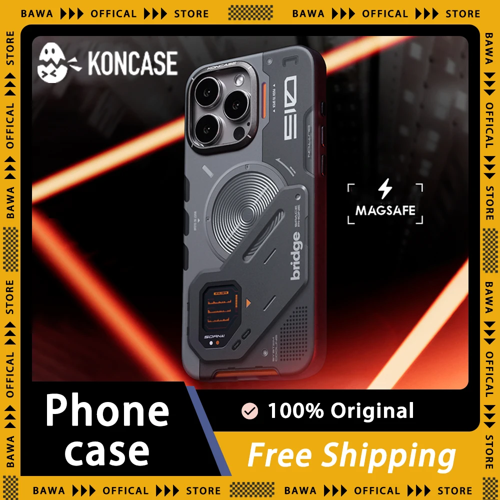 

Чехол для телефона KONCASE Magsafe, Магнитный чехол из ТПУ с металлической кнопкой, чехлы для телефона в стиле киберпанк для iPhone 14 Pro Max, iPhone 15 Pro Max, подарки