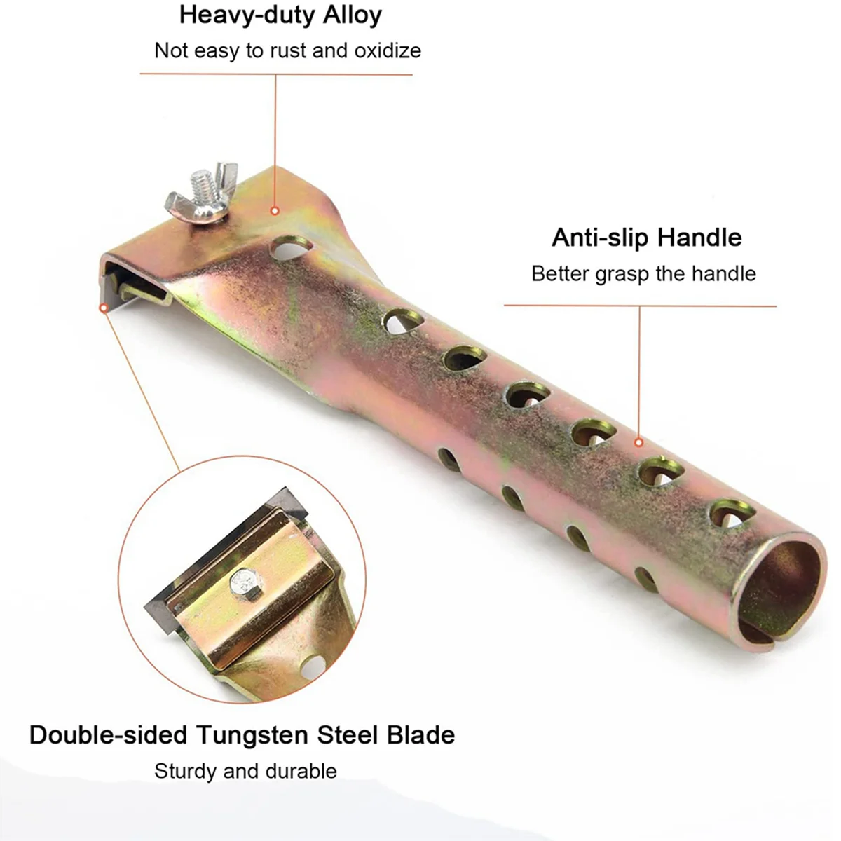 ABUG-2X Paint Scraper Heavy Duty Alloy Scraper with 4PCS Double-Sided Blades for Removing Grout, Paint, Glue, Rust