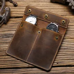 Cow Leather Watch Box Handmade Watch Roll Travel Case Portable Wristwatch Pouch Rolex Watch  Storage Bag Organizer Holder Gift