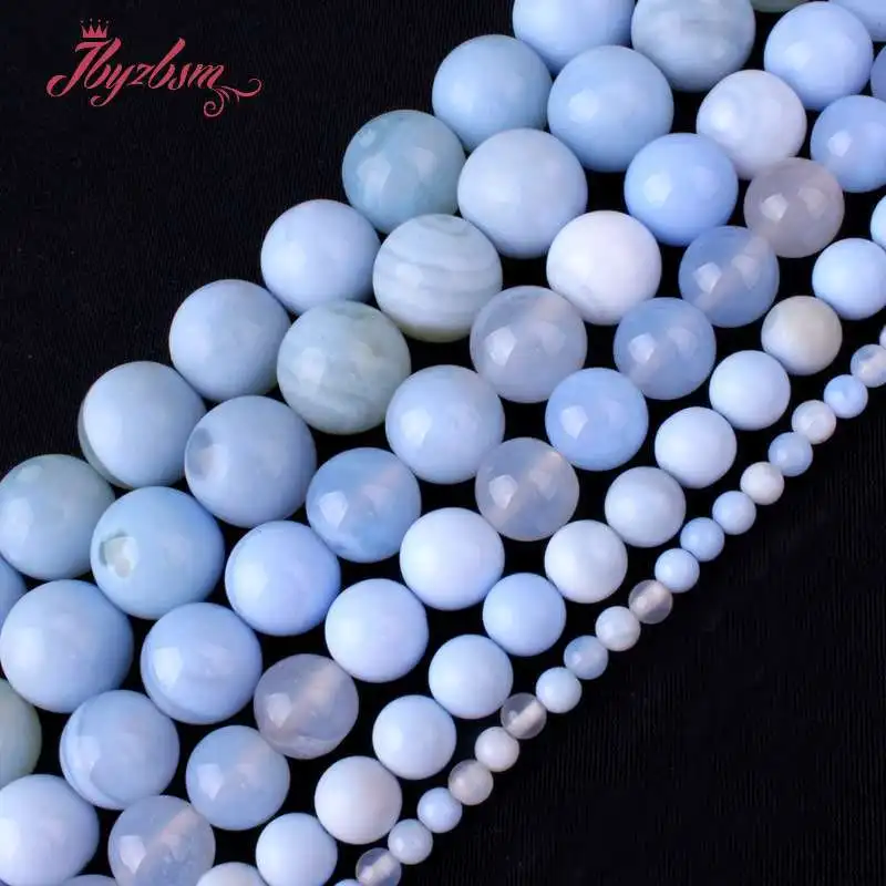 Natural Skyblue Agate Round Smooth Stone Beads For Jewelry Making Strand 15Inch DIY Necklace Bracelet 6/8/10mm Freeshipping