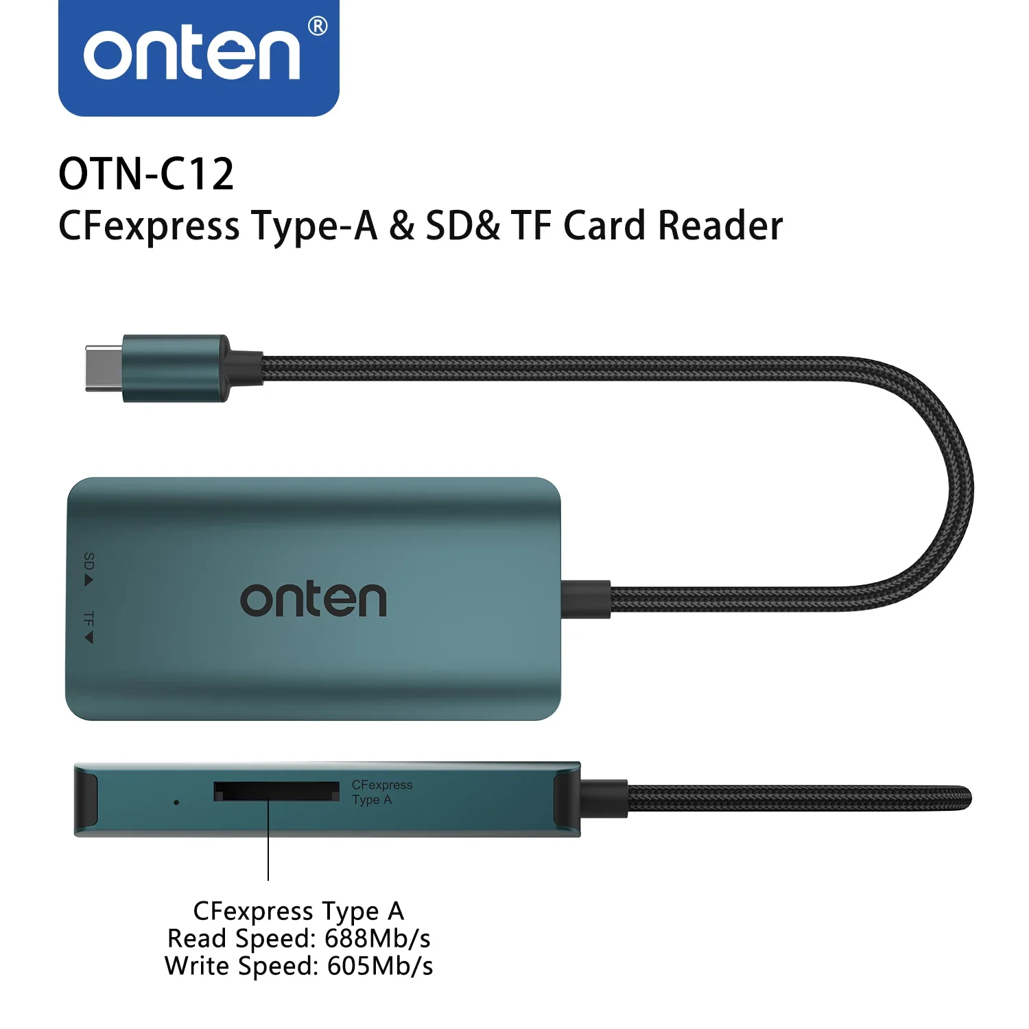 ONTEN-OTN-C12 Leitor de Cartão Expresso CF Tipo-C, Original OTN-C12, Tipo-A, SD, TF, Macbook, Samsung, Huawei, Xiaomi