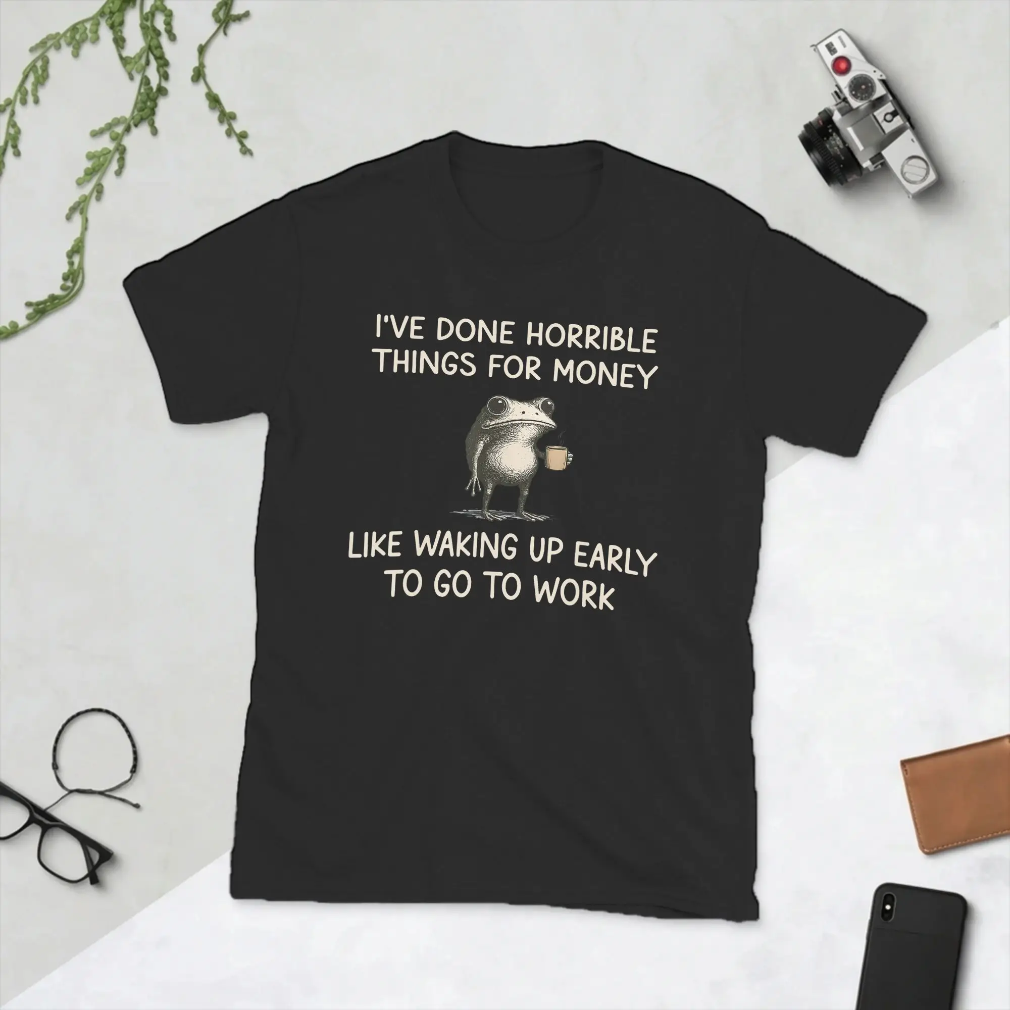 Men's I've Done Horrible Things for Money Frog T Shirt  Cotton Tops Novelty Short Sleeve Crewneck Tees Plus Size T-Shirt