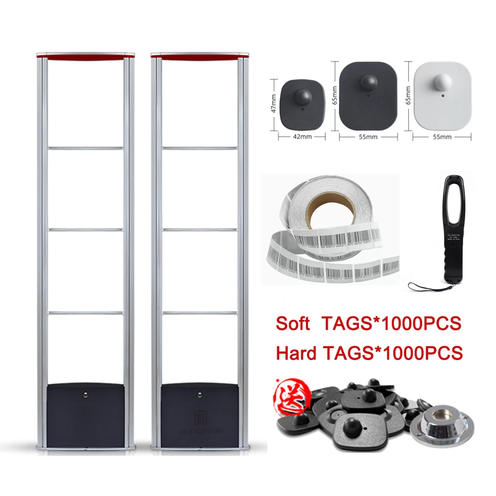 RF 8.2MHz Retail Shop Security Alarm Gate Antenna Anti Theft EAS System for Garment with 1000pcs Tags